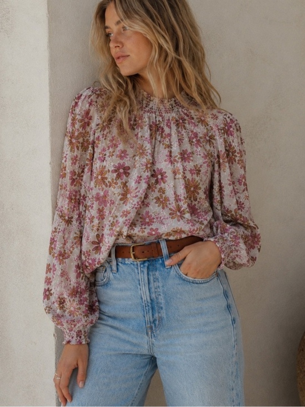 Free people purple floral Clarissa blouse NWT